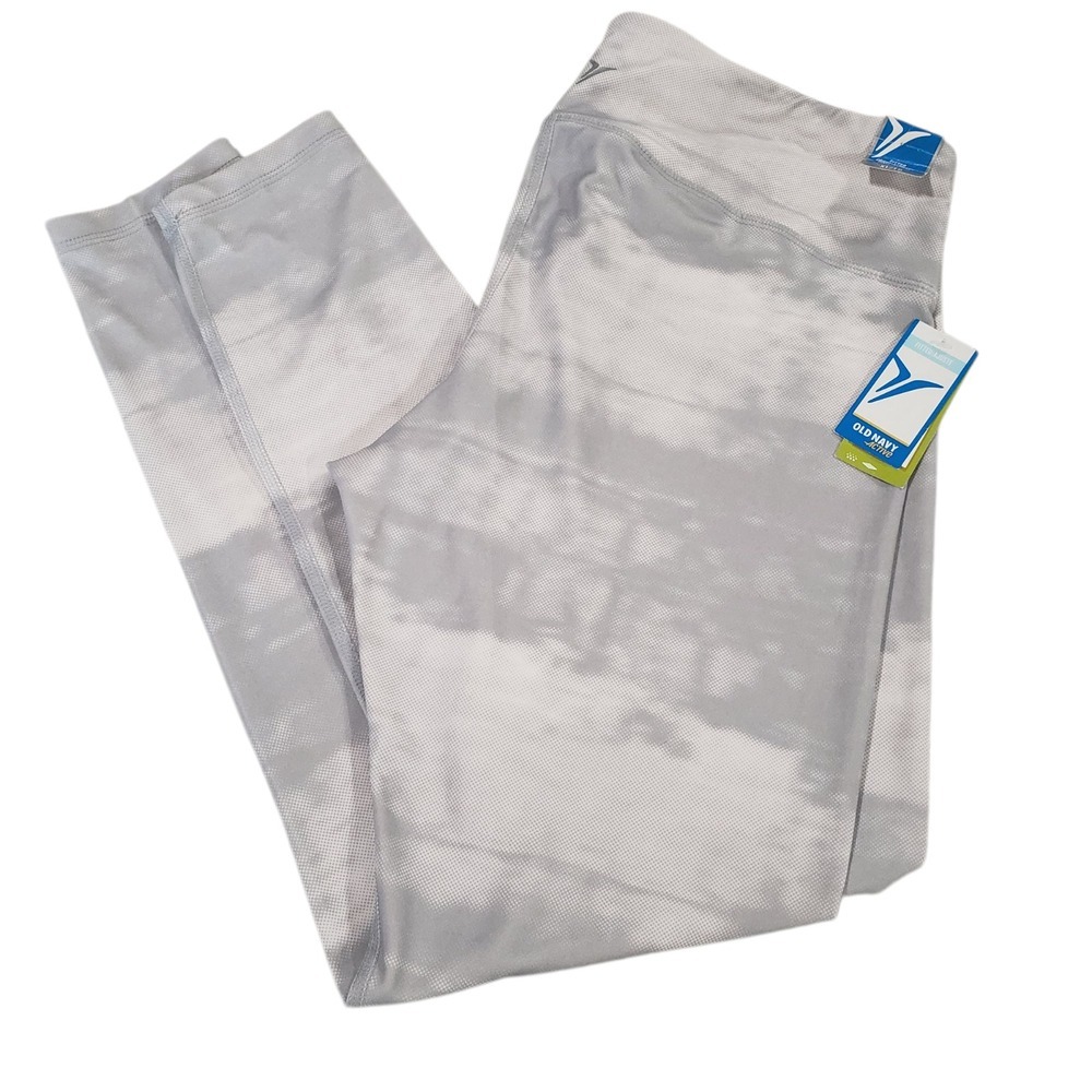 NWT Old Navy Active Ankle Legging Women Gray White XL Tie Dyed Low Rise Gym Yoga